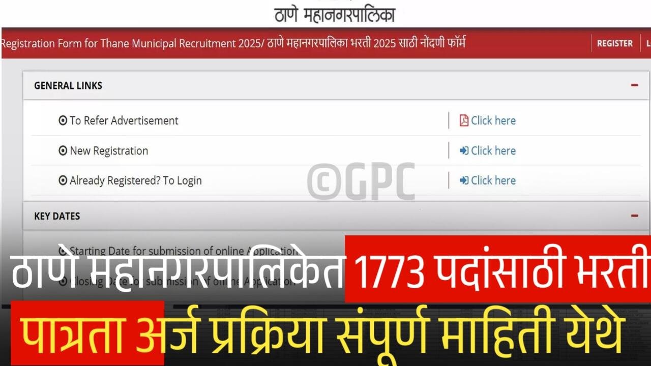 ठाणे महानगरपालिकेत १७७३ पदांसाठी मेगा भरती सुरू: अर्ज करण्याची सविस्तर माहिती Thane Mahapalika Bharti 2025