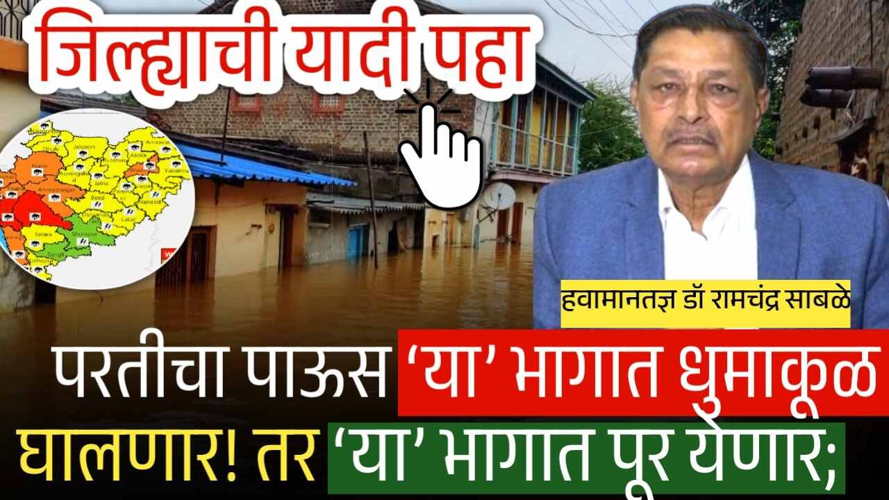 परतीचा पाऊस ‘या’ भागात धुमाकूळ घालणार! तर ‘या’ भागात पूर येणार; हवामान तज्ञ डॉ रामचंद्र साबळे