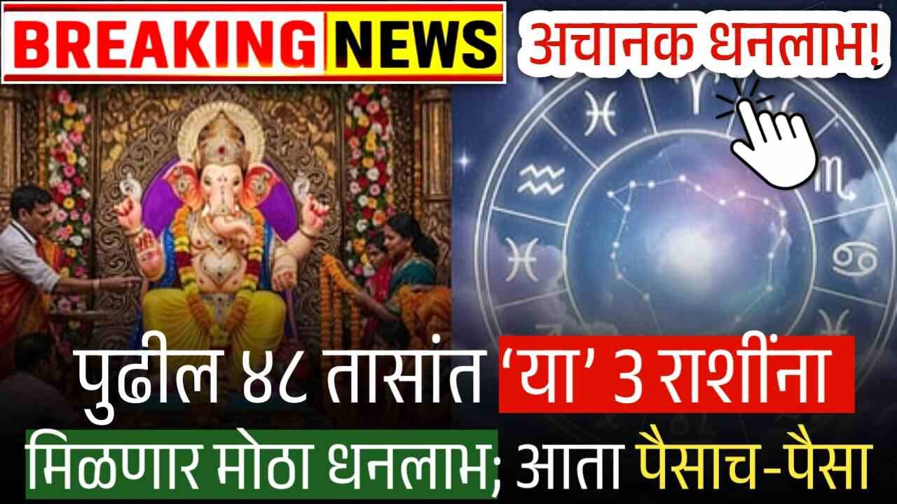 पुढील ४८ तासांत ‘या’ 3 राशींना मिळणार मोठा धनलाभ; आता पैसाच-पैसा येणार Horoscope